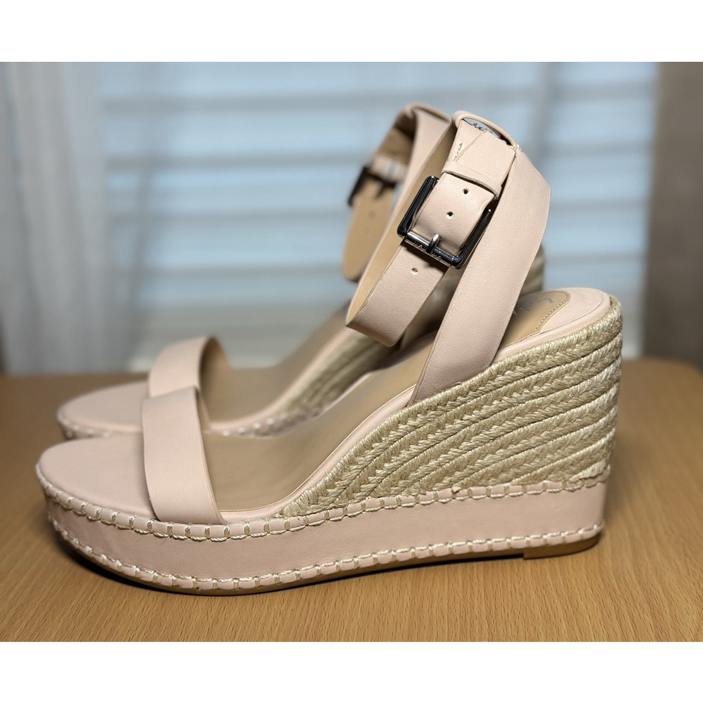 Lauren Ralph Lauren Hilarie LEATHER Espadrille Platform Sz 9.5 B PINK Soft Nappa - Picture 8 of 13